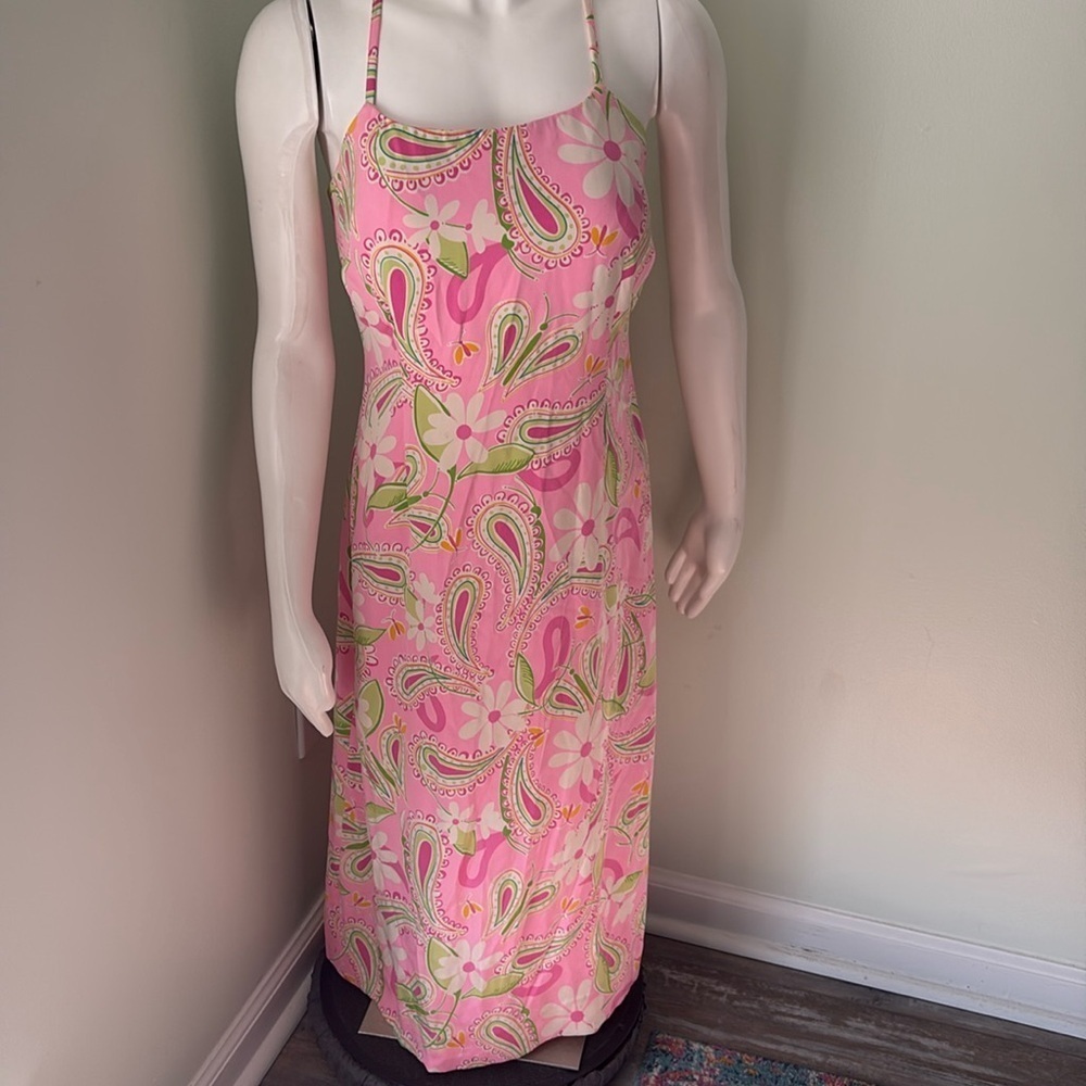 Lilly Pulitzer Dress Vintage Pink Silk Paisley Midi dress size 6